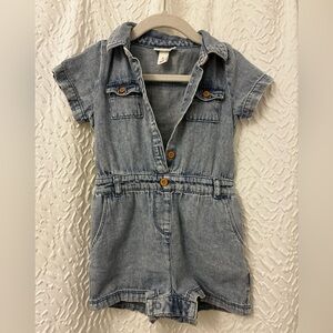 Cat & Jack Blue Denim Romper with Button Accents size 2t